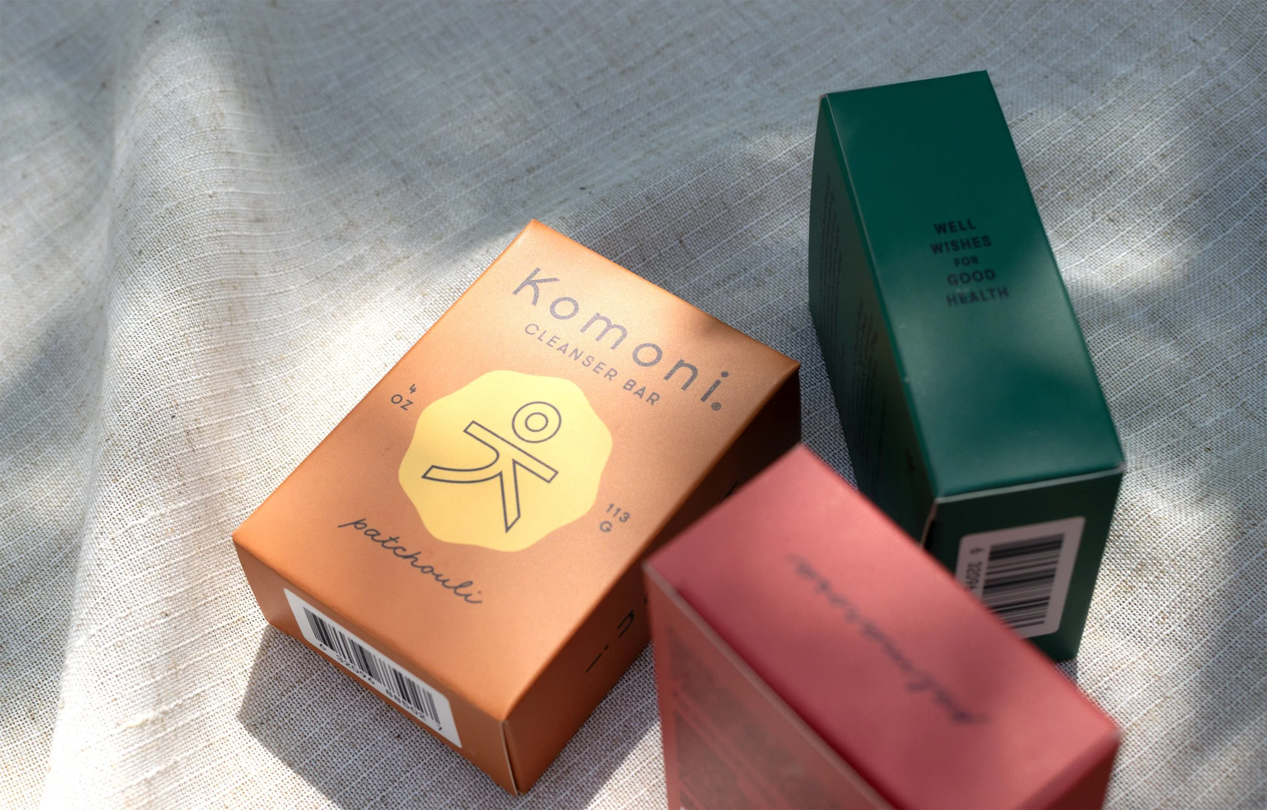 Komoni brand packaging designed by Abby Haddican