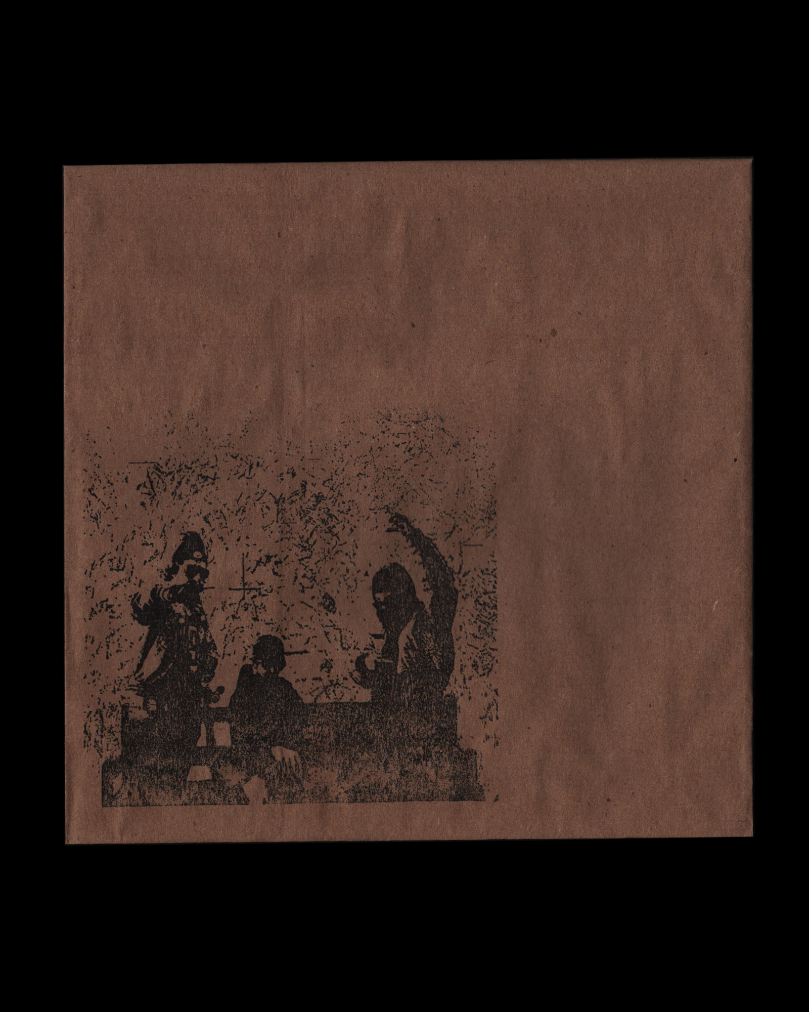 Wolf Eyes Mangled LSD Lines Flexi 7”, 2015 1-color print on orange 7” Flexi record, wrapped in a stamped brown bag with an orange wax seal