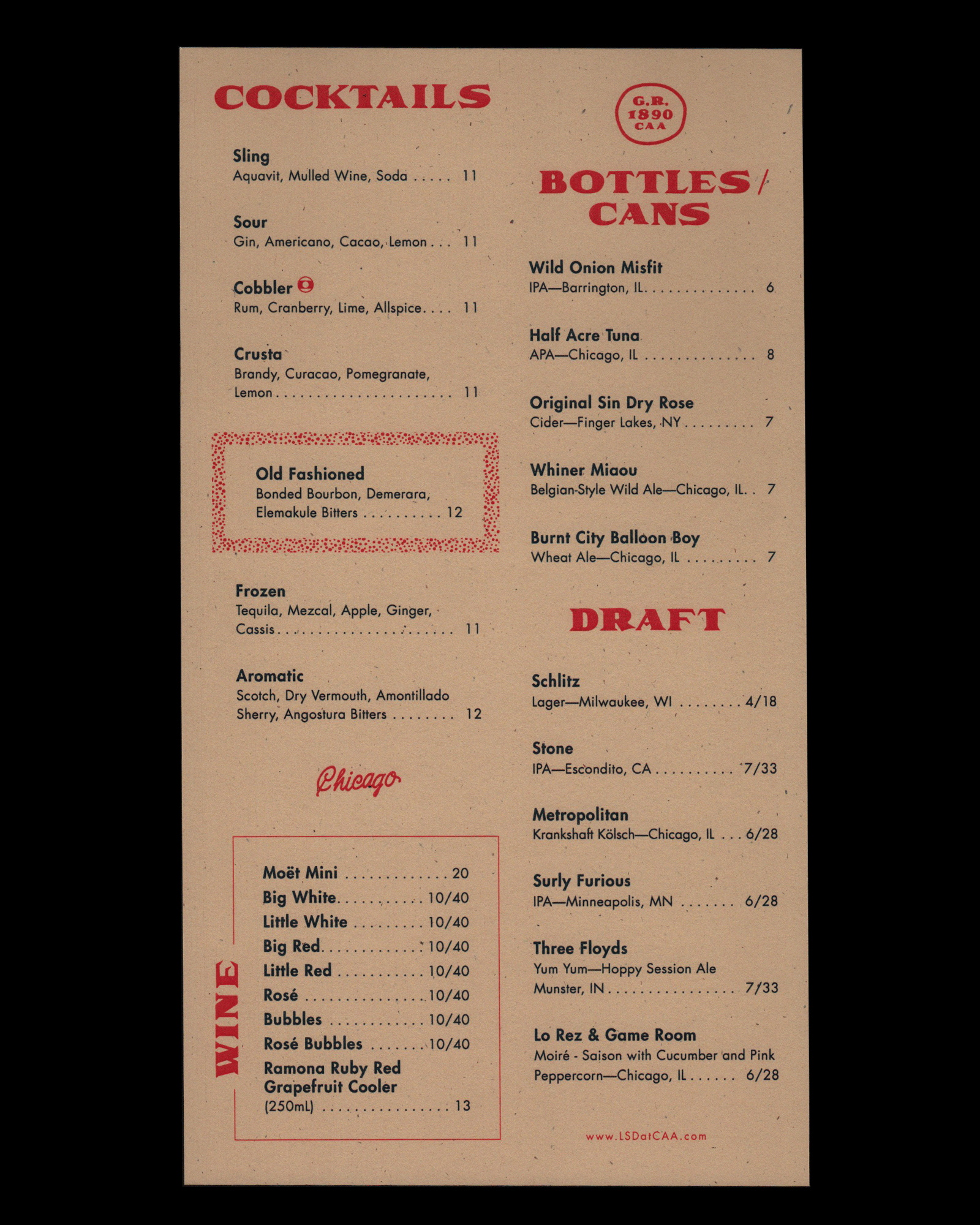 Game Room Menu, 2018 6x11” digital print on french speckletone paper