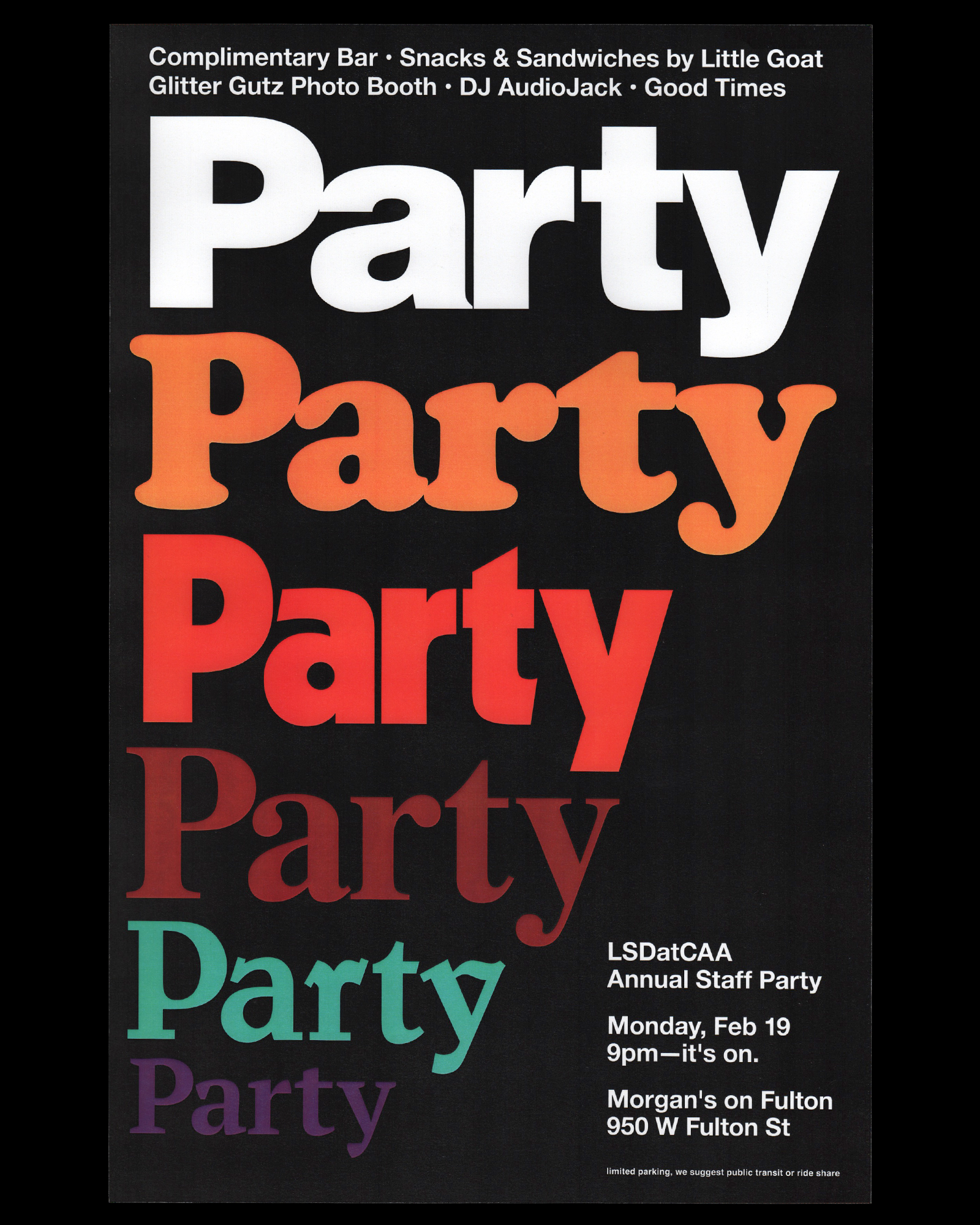 Land and Sea Dept. Company Party Poster, 2017 11” x 17” digital print on white cardstock