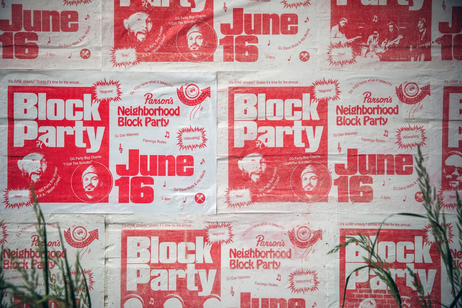  Parson’s Block Party Wheatpasted Posters, 2018 11” x 17” 1-color risograph print on white tabloid paper  