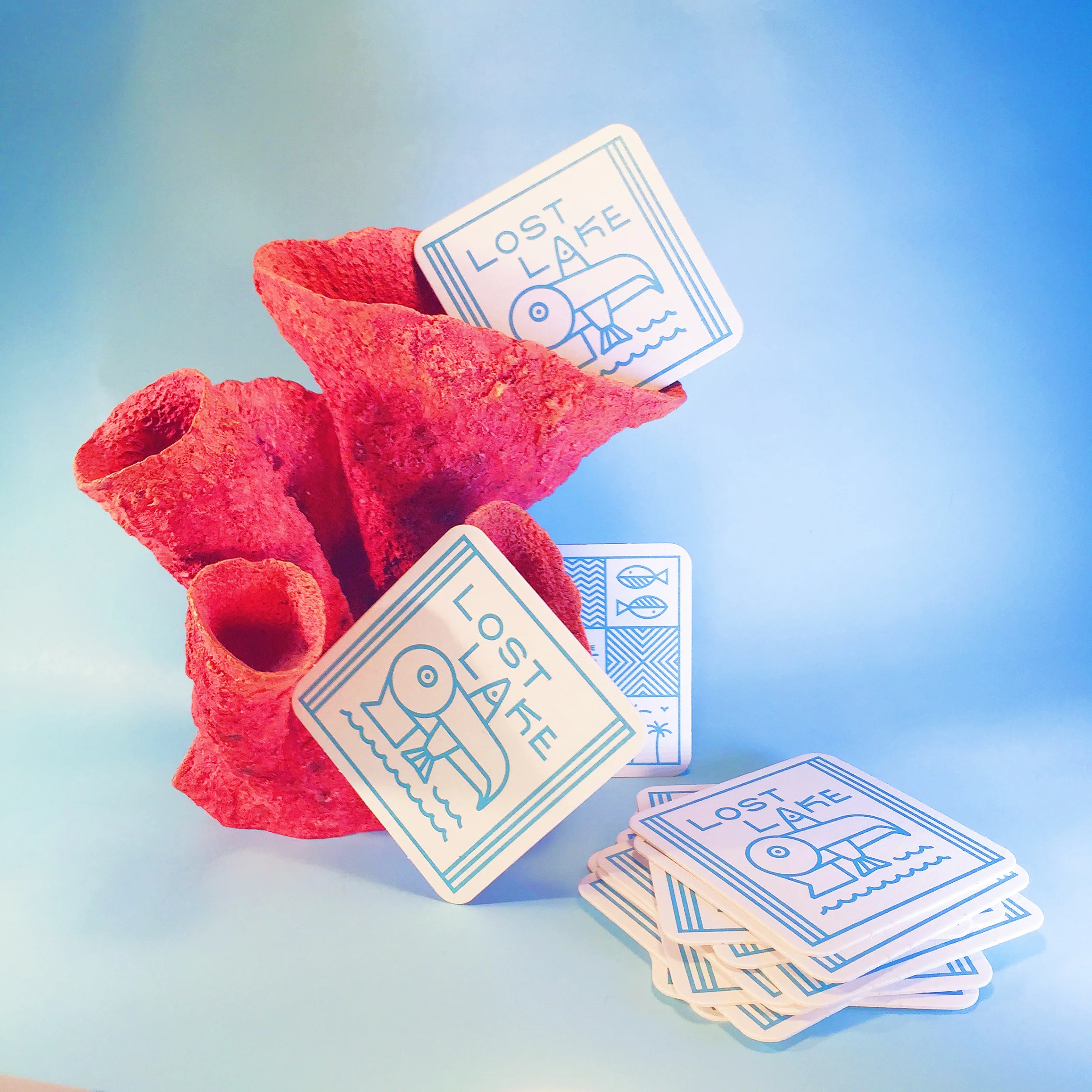 4” Lost Lake Coasters, 2014 1-color offset print on white pulpboard Designed by Drew Ryan / Photograph by Shelby Allison