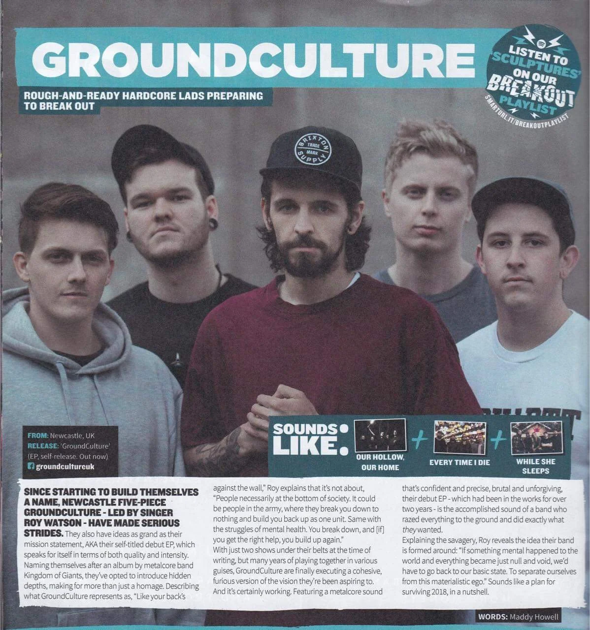  Tearsheet | GroundCulture featured in ROCKSOUND Magazine - June 2018 