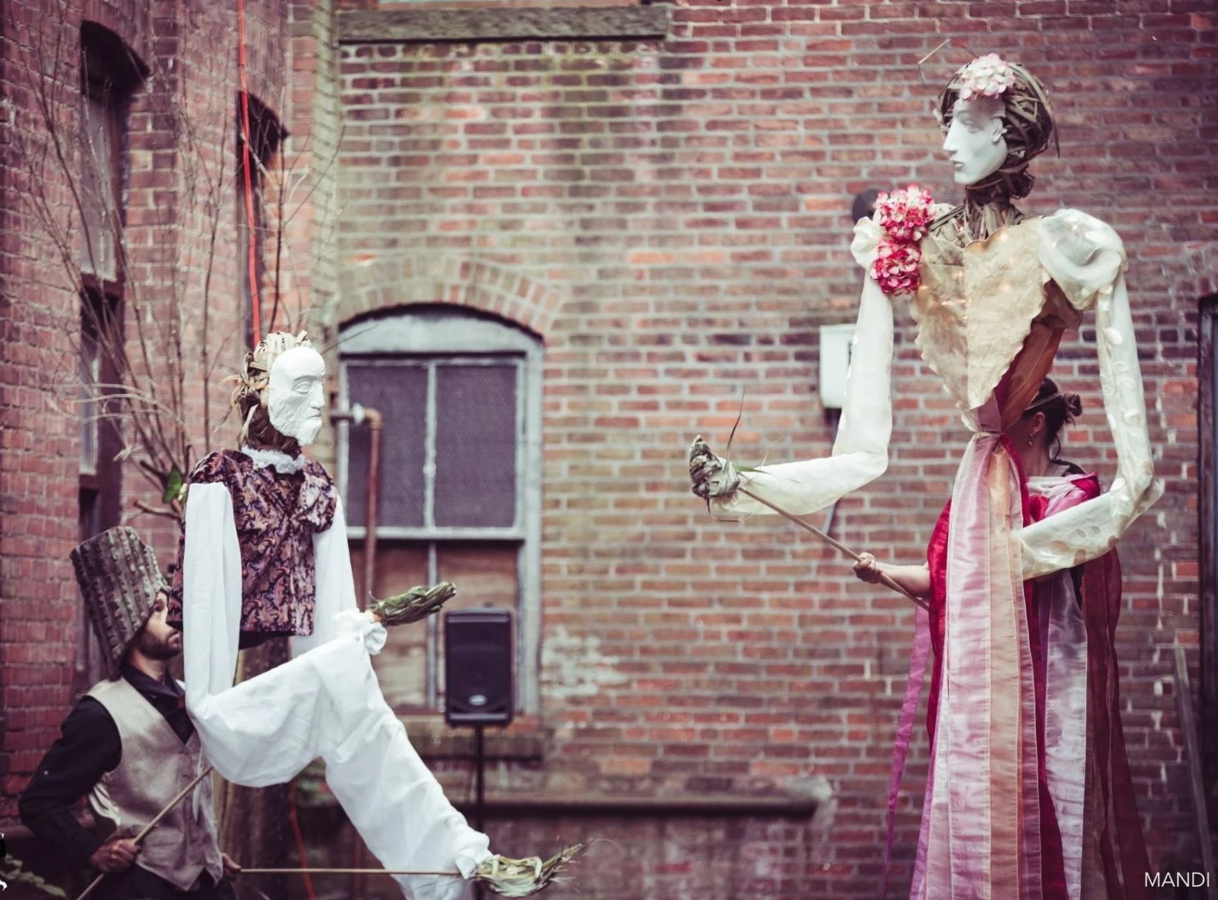 Oberon & Titania in Shakespeare’s Act II of “Midsummer Night’s Dream” by Sova Theater in a larger production of Desultory Theatre Club’s “Secret Shakespeare” in 2017. This 20 minute segment also performed at LaMama Kids in NYC in March 2019. Photo Credit: Mandi Martini