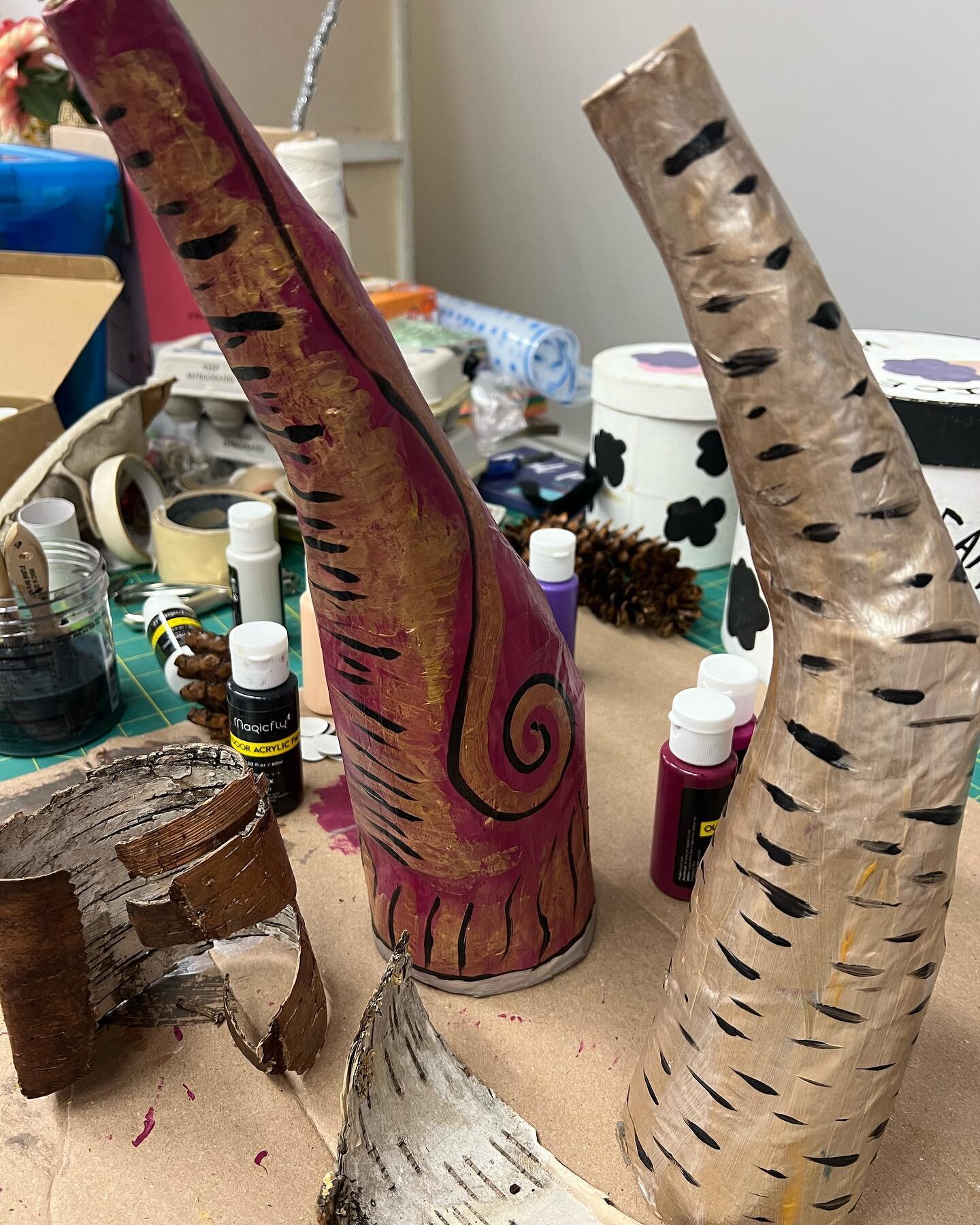 Hearing horns made by Robin McCahill&hellip; I just finished painting them now for our Enchanted Walk @bethellandtrust Franc&rsquo;s Preserve tomorrow, Saturday, Nov. 11 from 1:30-3:30pm.  Listen to the forest!  Here the creatures that live there&hel