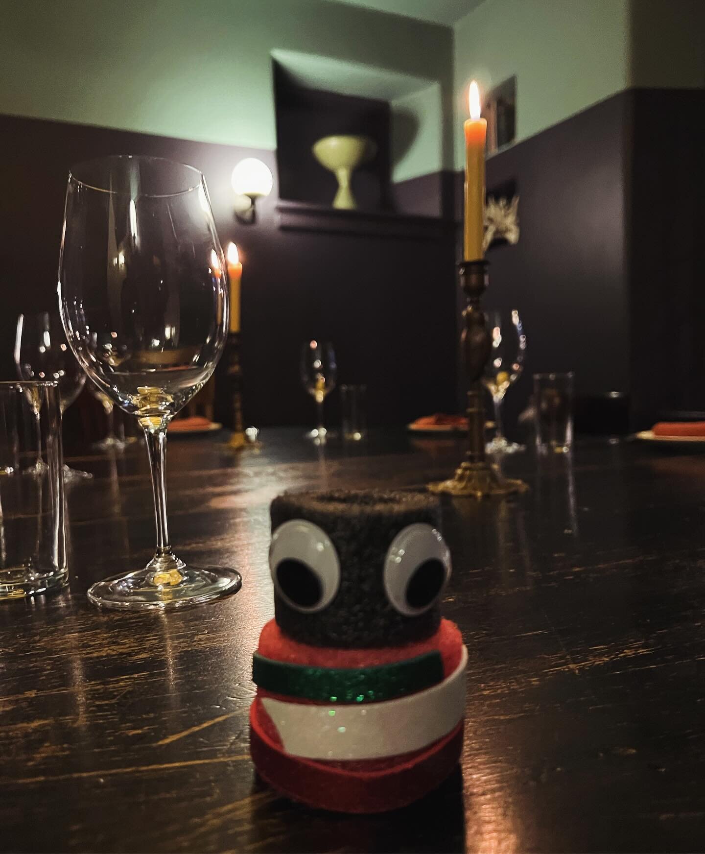 This puppet apparently likes fine dining.  I was packing up after our puppetry program @troutbeck.ny today and found this little creation that a workshop participant placed on a dining table.  It was alone in the room!  She eventually claimed it, but