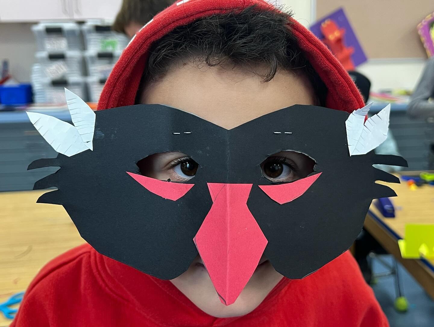 What an interesting collection of Feathered Friends that we made in basically half the time that we normally have for this paper mask making program!  We made it happen together!  The new  art teacher at Cos Cob School in Greenwich, CT rocks, even wh