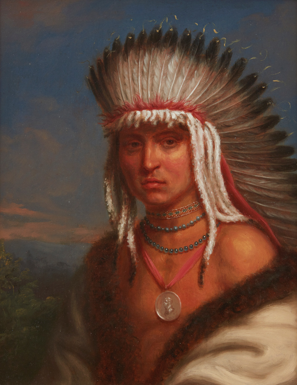  CHARLES BIRD KING (1785 – 1862)   Petalesharo (Generous Chief of the Pawnee Loups),  ca. 1822. Oil on panel. 17 ½ x 13 ¾ inches. 