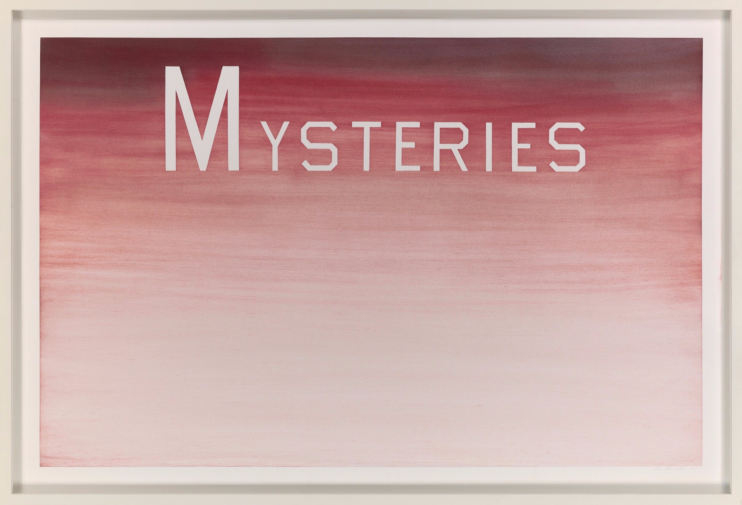 ED RUSCHA (b. 1937)   Mysteries , 1985. Dry pigment on paper. 40 x 60 inches. 
