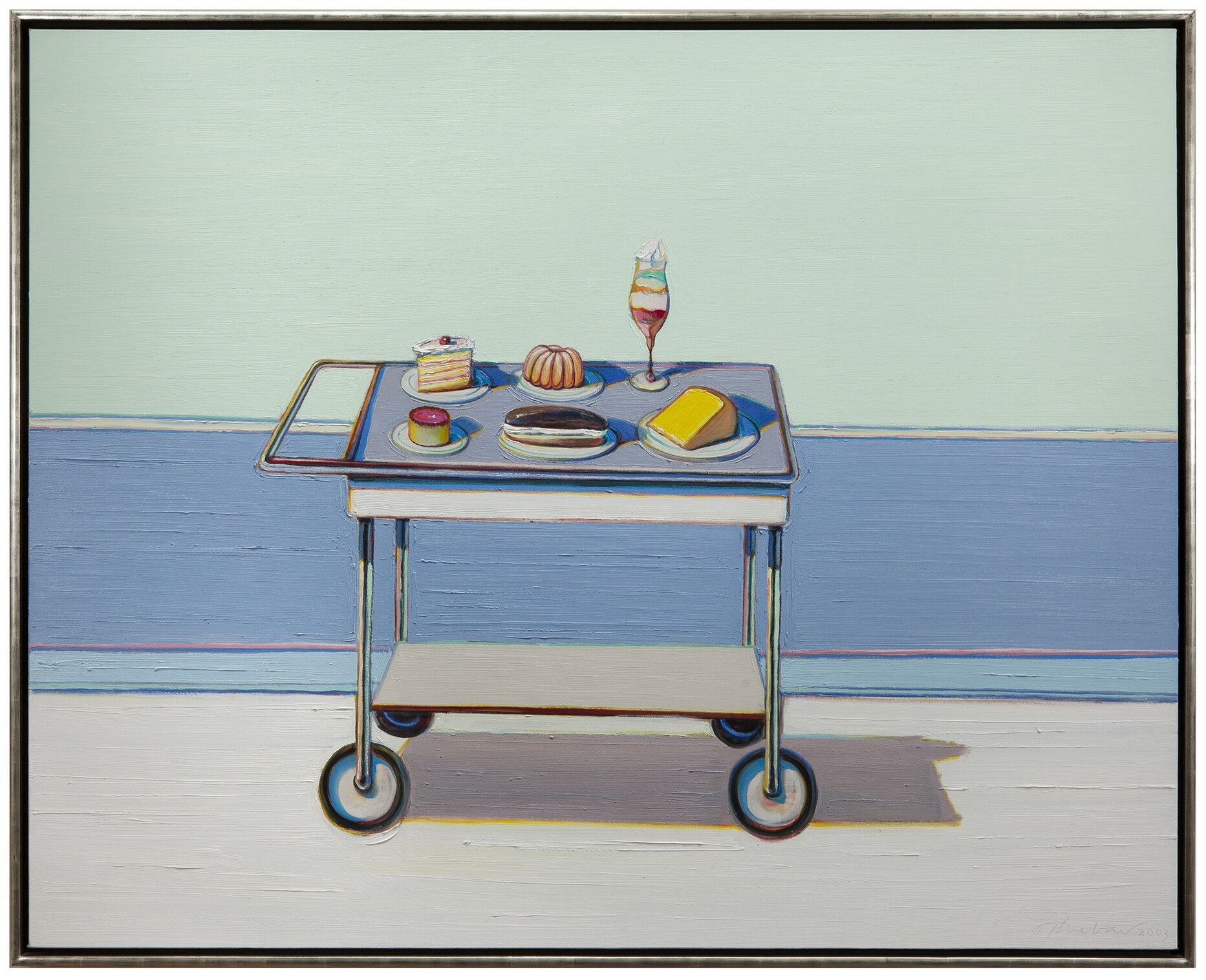  WAYNE THIEBAUD (b. 1920)    Dessert Cart , 2003. Oil on canvas. 48 x 60 inches. 