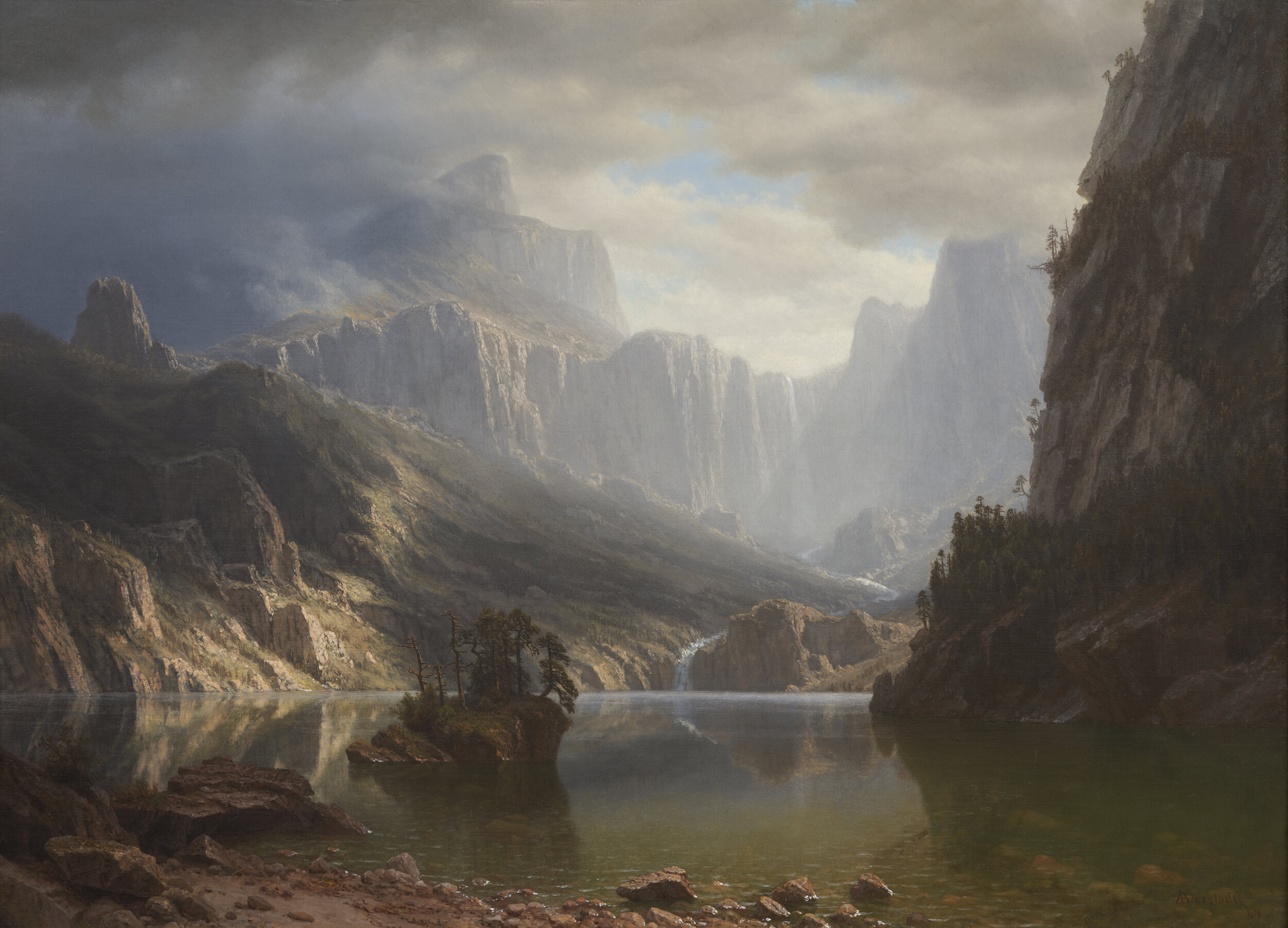  ALBERT BIERSTADT (1830-1902)   Sierra Nevadas (Landscape with Lake),  1864. Oil on canvas. 26 x 36 in. 