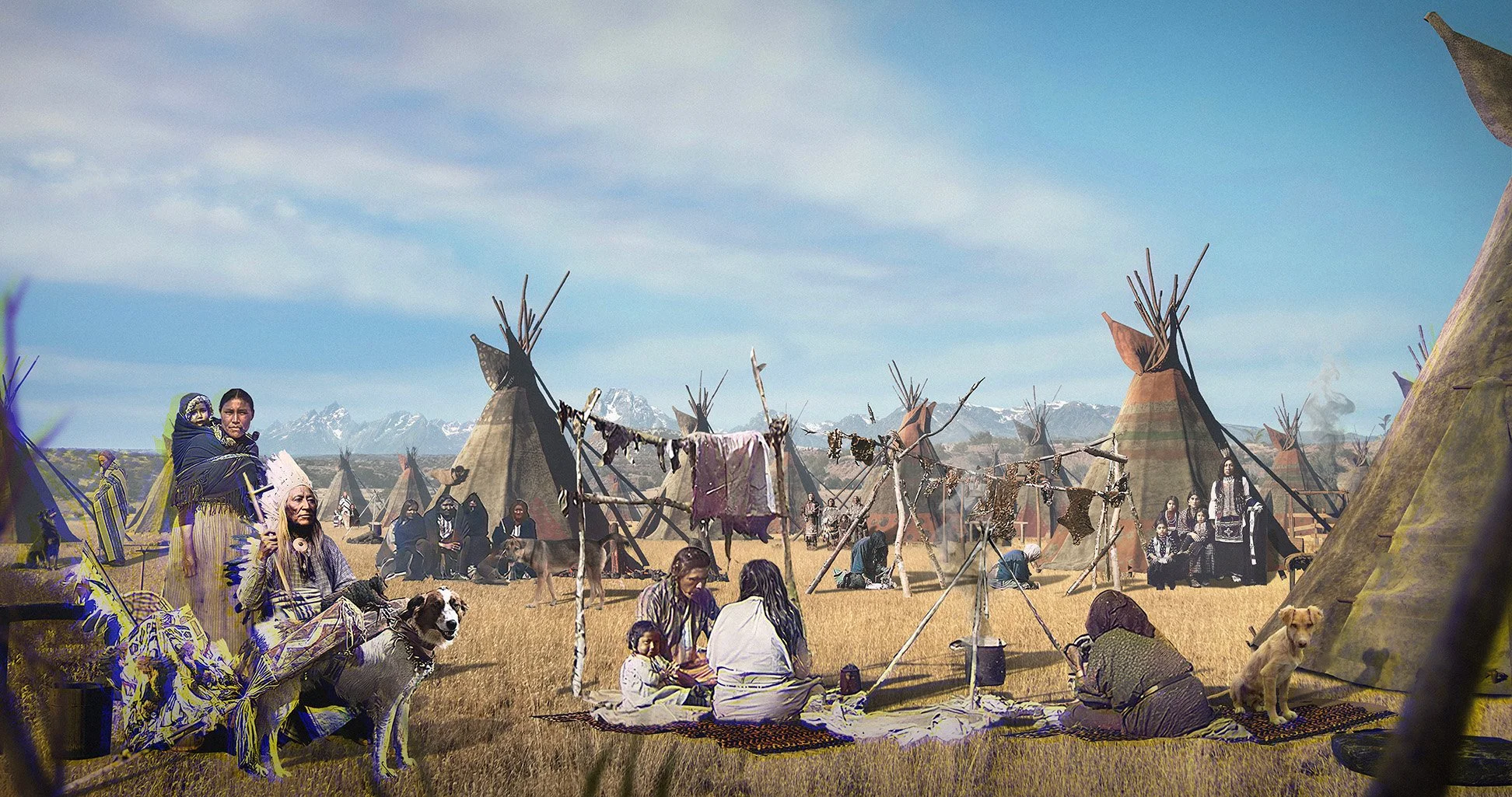 EXT SHOSHONE CAMP - 1882 - CONCEPT ILLUSTRATION