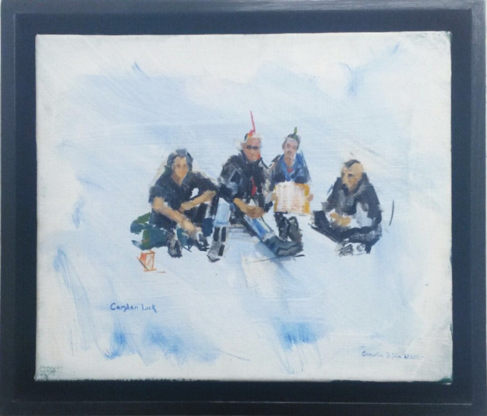  Punks on Camden Lock.  Oil on canvas: 30  x 25 cm £395 SOLD
