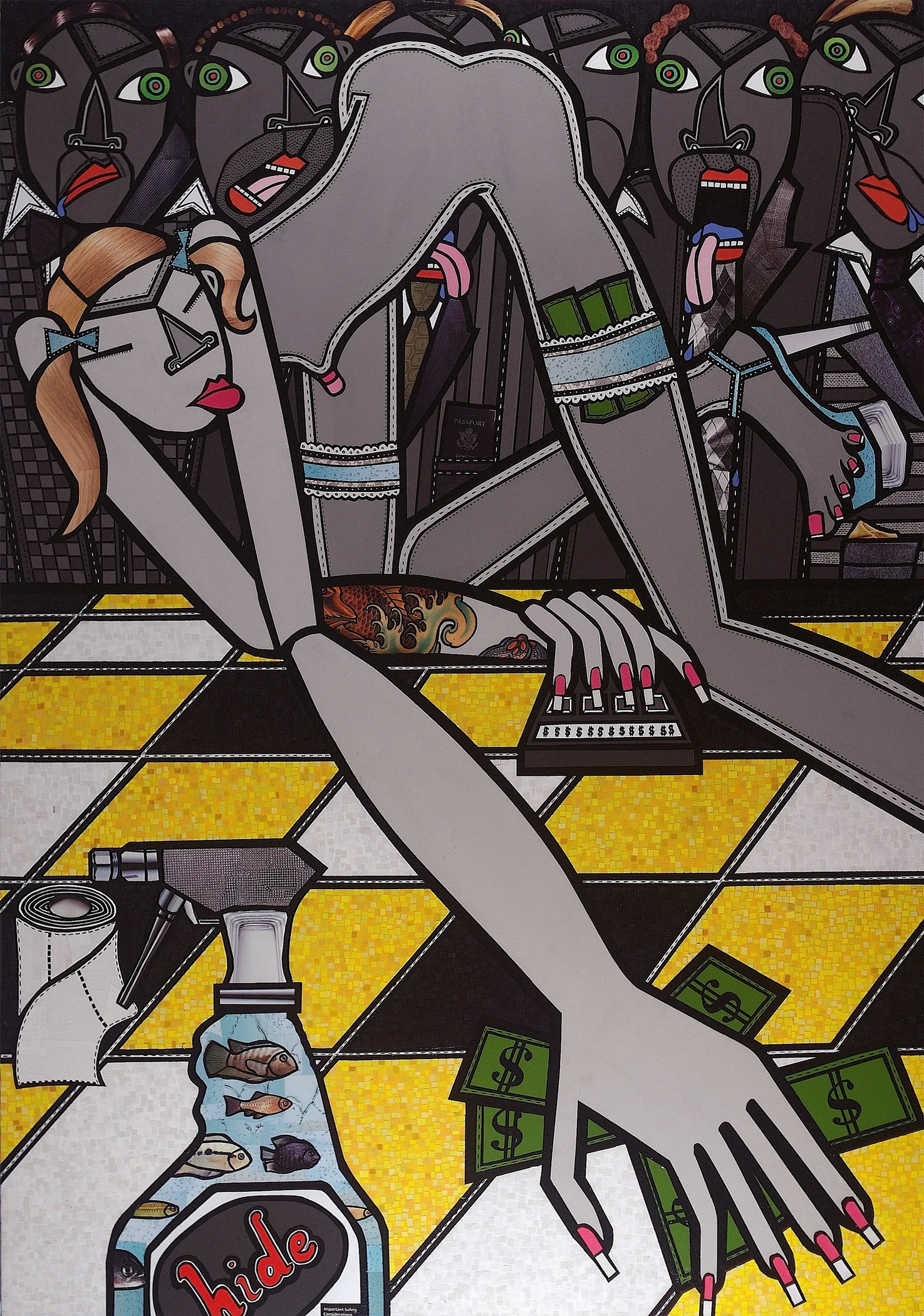 Bull's-eye, acrylic and paper collage on canvas, 2009, private collection