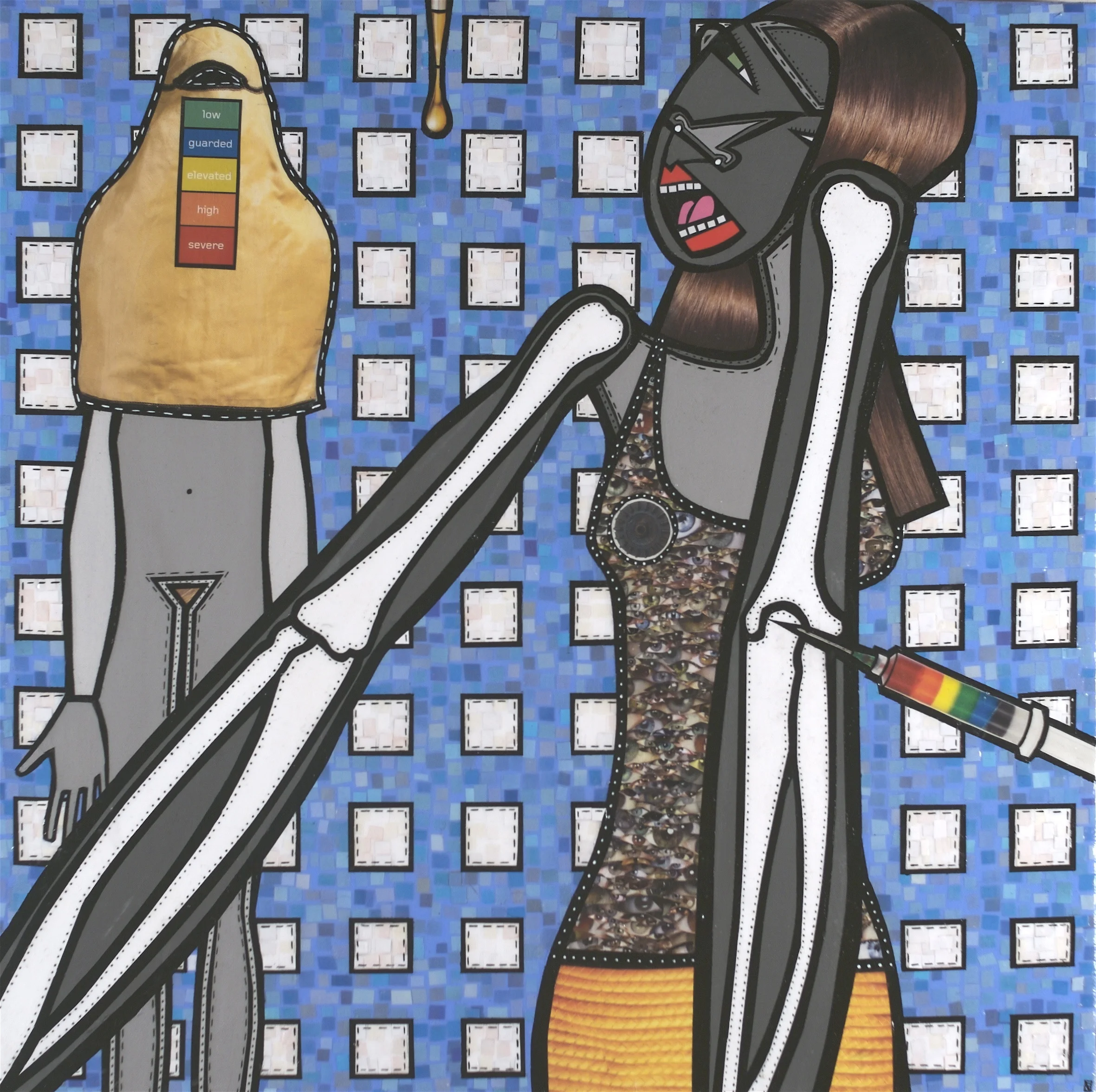 Delivered Agenda, acrylic and paper collage on canvas, 20 x 20 inches, 2009, private collection