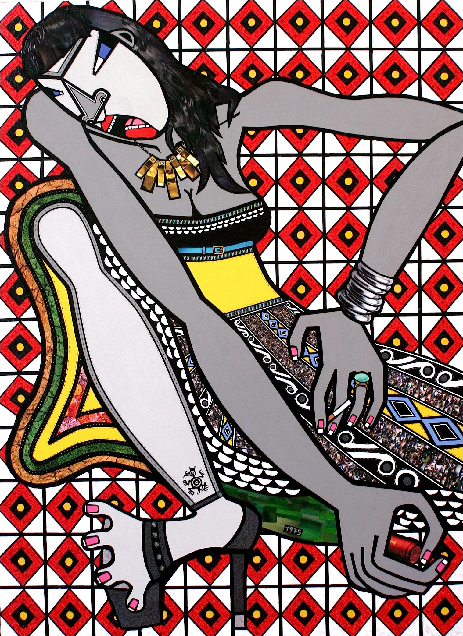 Self-portrait, acrylic and paper collage on canvas, 2009, Permanent Collection, DC Government Art Bank, Washington, DC