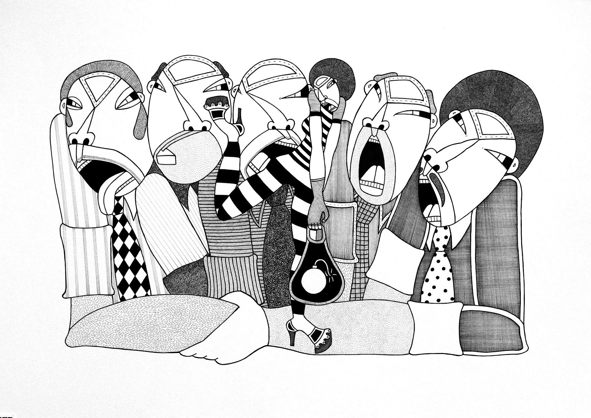 Five Wise Men, ink on paper, 15" x 22", 2010, private collection