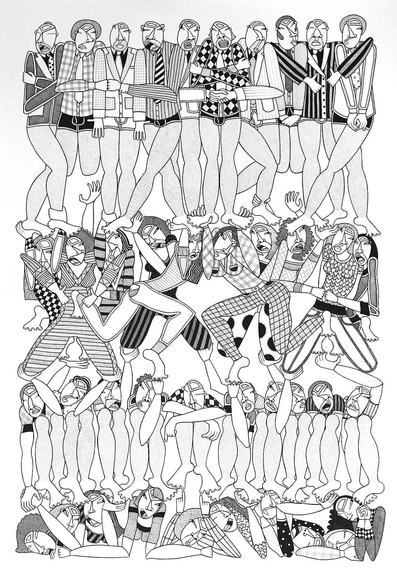 Toejammed, ink on paper, 44" x 30", 2010