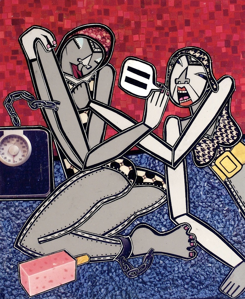 Guilty Sins, acrylic and paper collage on canvas, 12"x 10", 2007, private collection