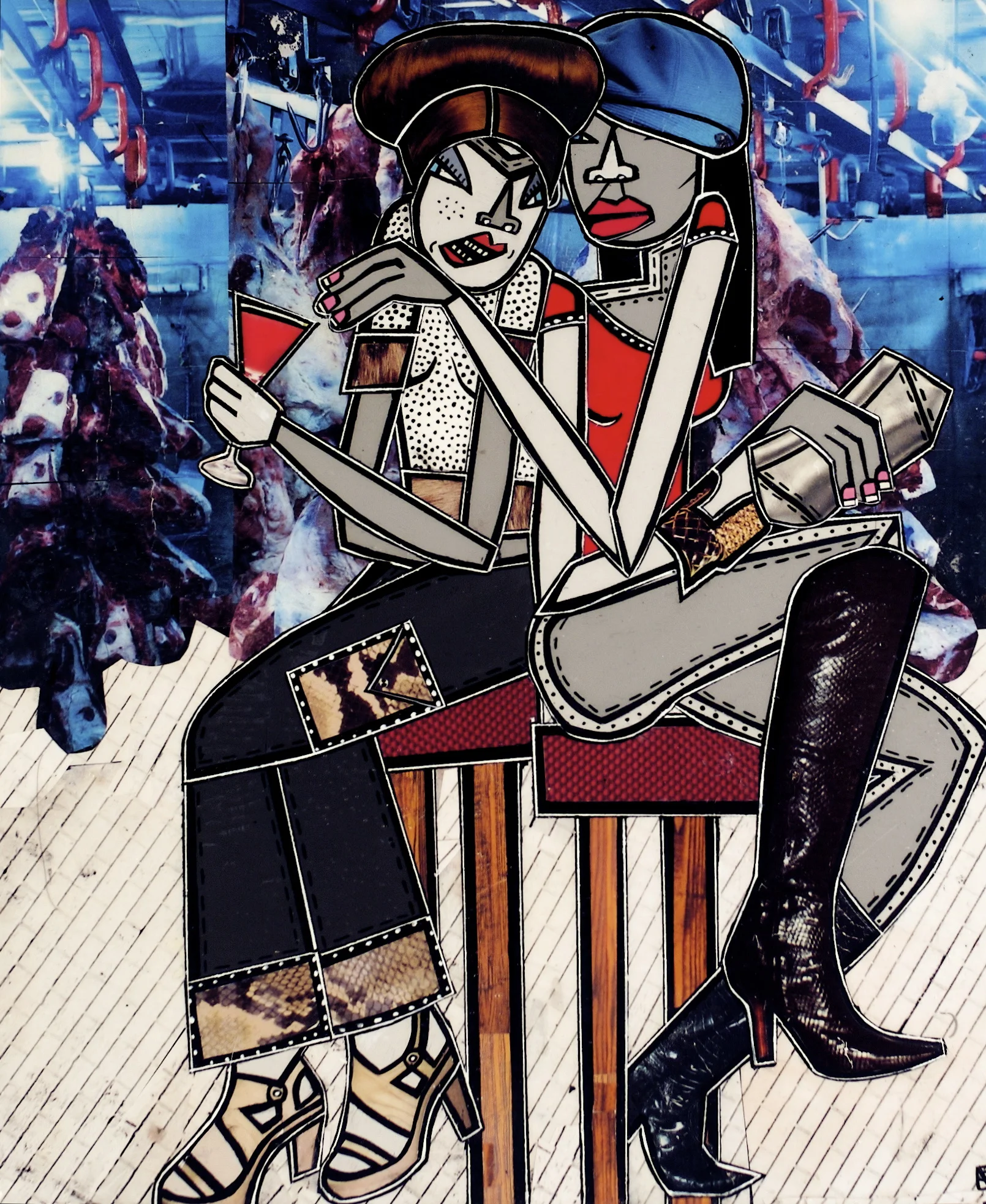 Meatmarket, acrylic and paper collage on canvas, 12"x 10", 2007, private collection