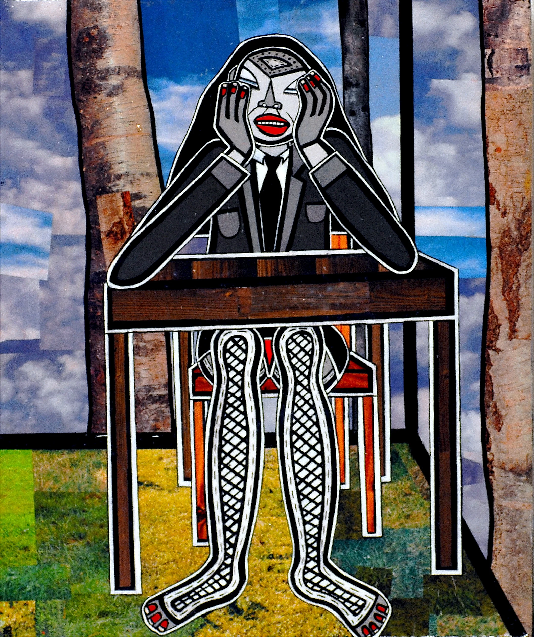 Kristin, acrylic and paper on canvas,12"x 10", 2007, sold
