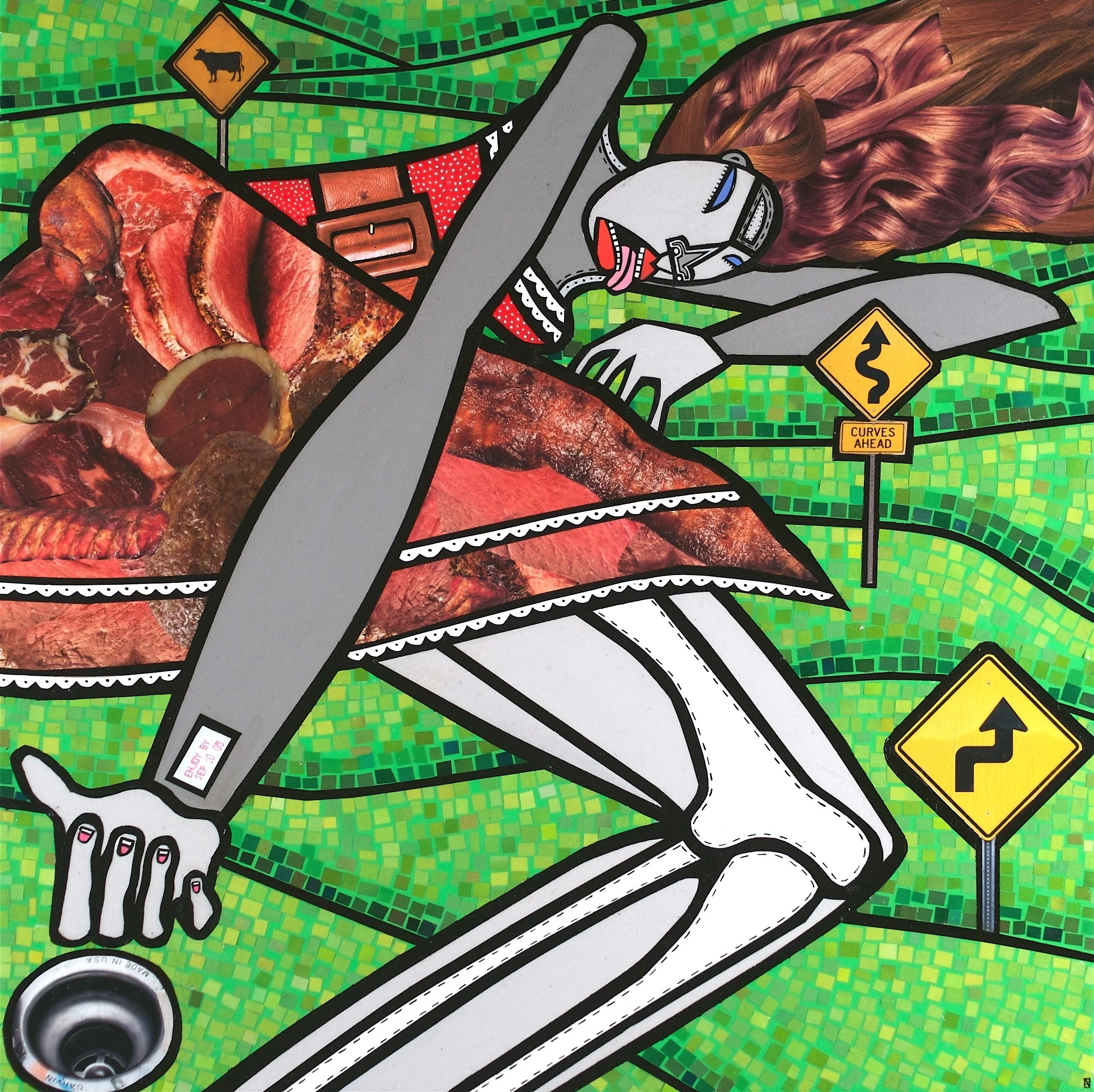Russian Deli, acrylic and paper collage on canvas, 20" x 20", 2009, private collection