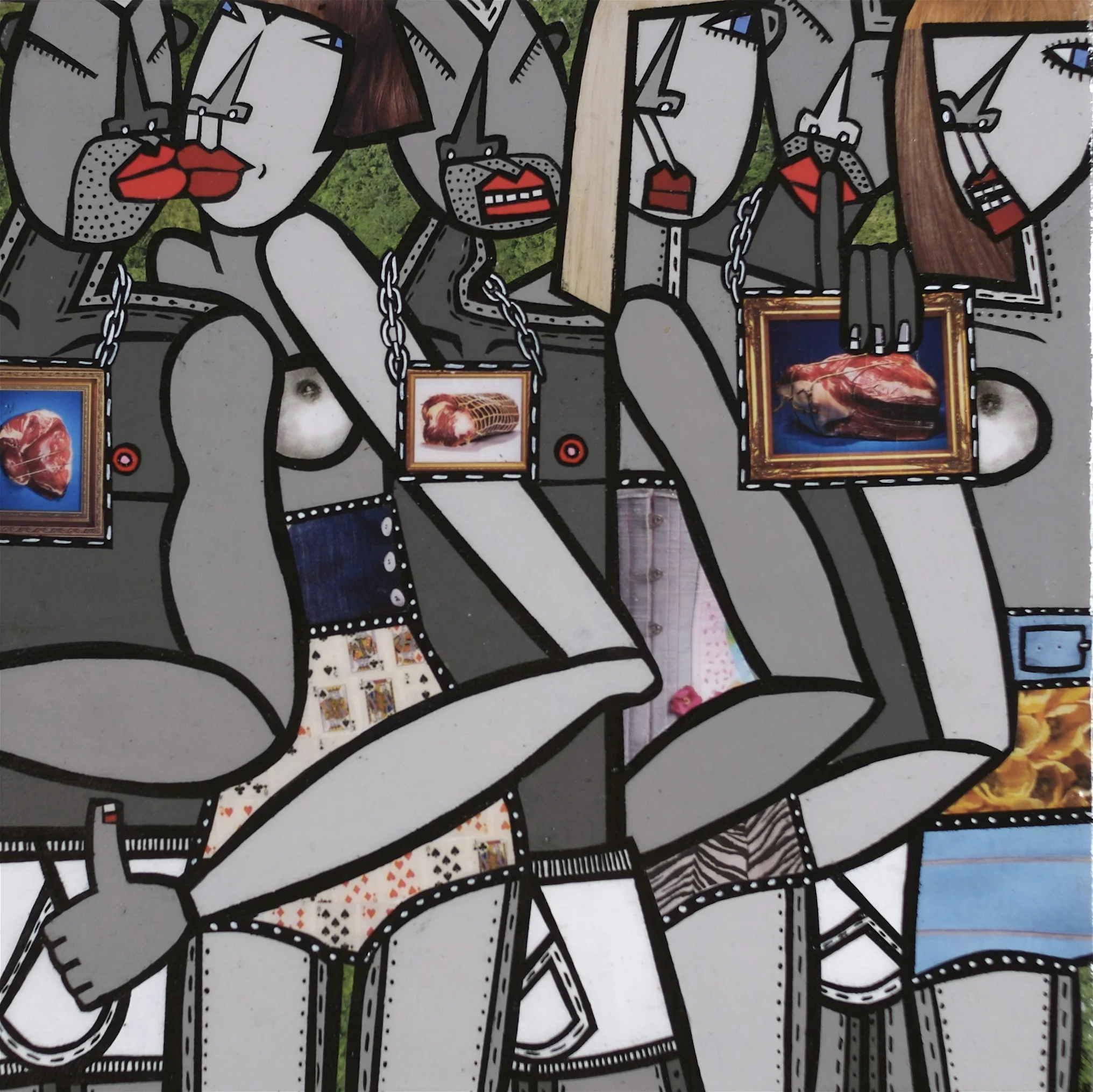 Devilution 3, acrylic and paper collage on canvas, 10" x10", 2009, private collection