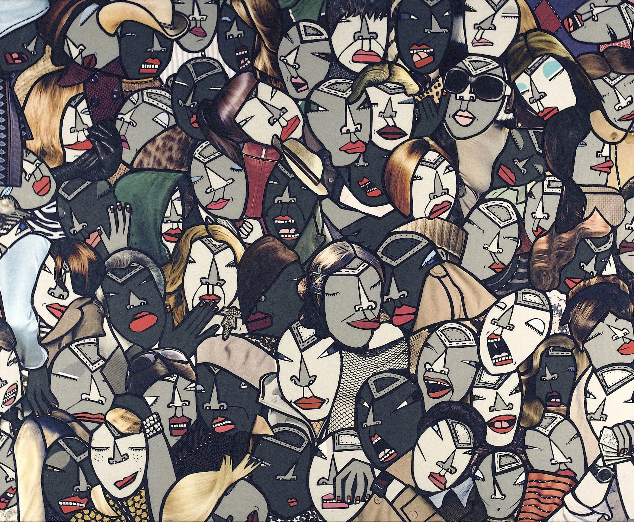 Face it! (part 2), acrylic and paper collage on canvas, 2009, private collection
