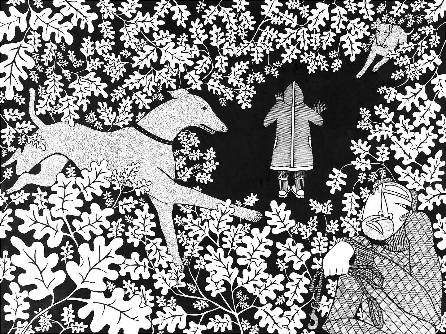    Amicable Attack  , 2011, ink on paper, 14 x 19 inches (36 × 48 cm), The Dorothy Lichtenstein Collection, New York City, United States 