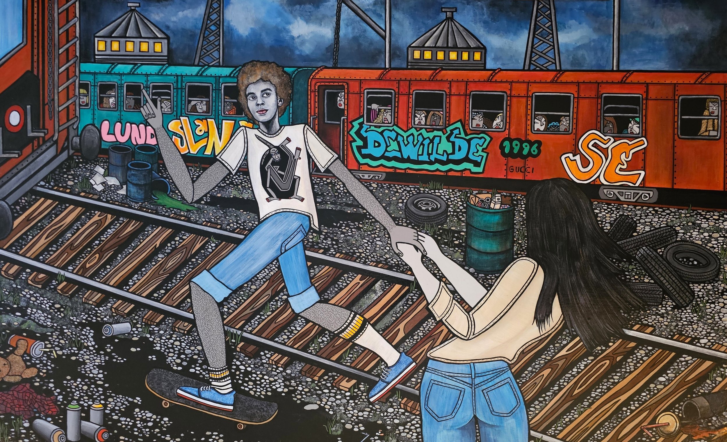 Lucky 7, 2025, acrylic on canvas, 31 × 50 inches