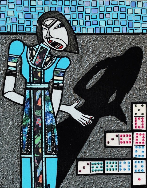 The Truth of the Matter I , 2019, acrylic, ink pen, pumice and cut paper collage on canvas, 10 × 8 inches, (25 × 20 cm), David Feinstein & Susan Pitman, Washington DC, United States