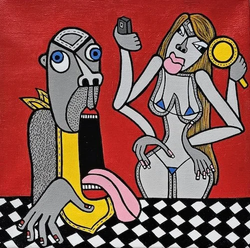   Hunger,  (2025) Acrylic on canvas, 10 × 10 in 