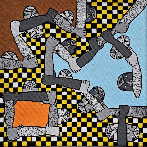   Fight the Power,  (2025) Acrylic on canvas, 10 × 10 in 