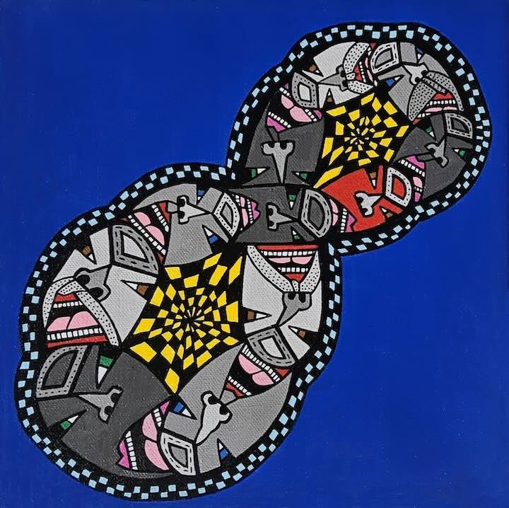   Looped. Truth,  (2025) Acrylic on canvas, 10 × 10 in 