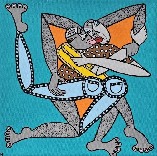   Quantum Entanglement,  (2025) Acrylic on canvas, 10 × 10 in 