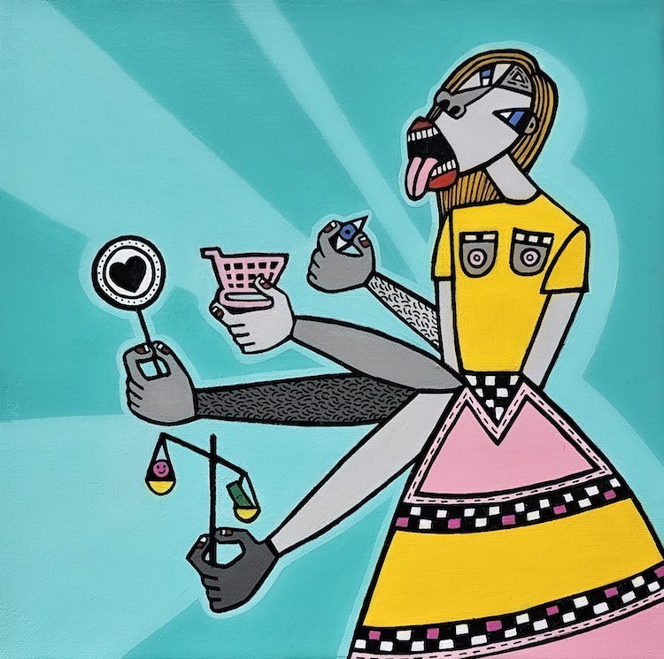   Ego,   2026 Acrylic on canvas 10 × 10 in. 