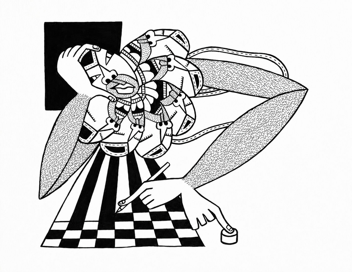   The Easy Way Out  , 2026 Ink on canvas 11 × 14 in. 