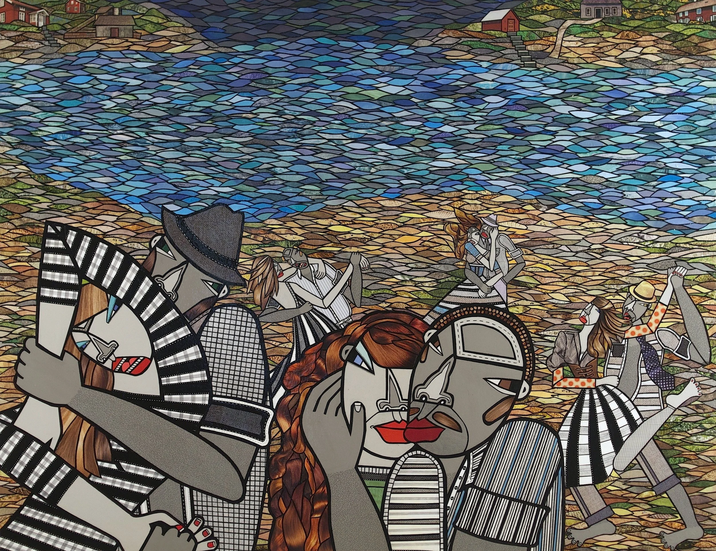   The Last Dance,  2012, acrylic, ink pen and cut paper collage on canvas 