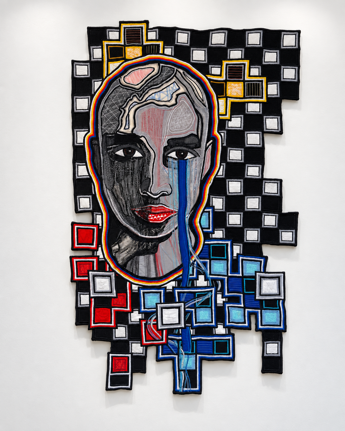   DeWilde,  2021,  appliquéd textiles, fabrics &amp; thread  