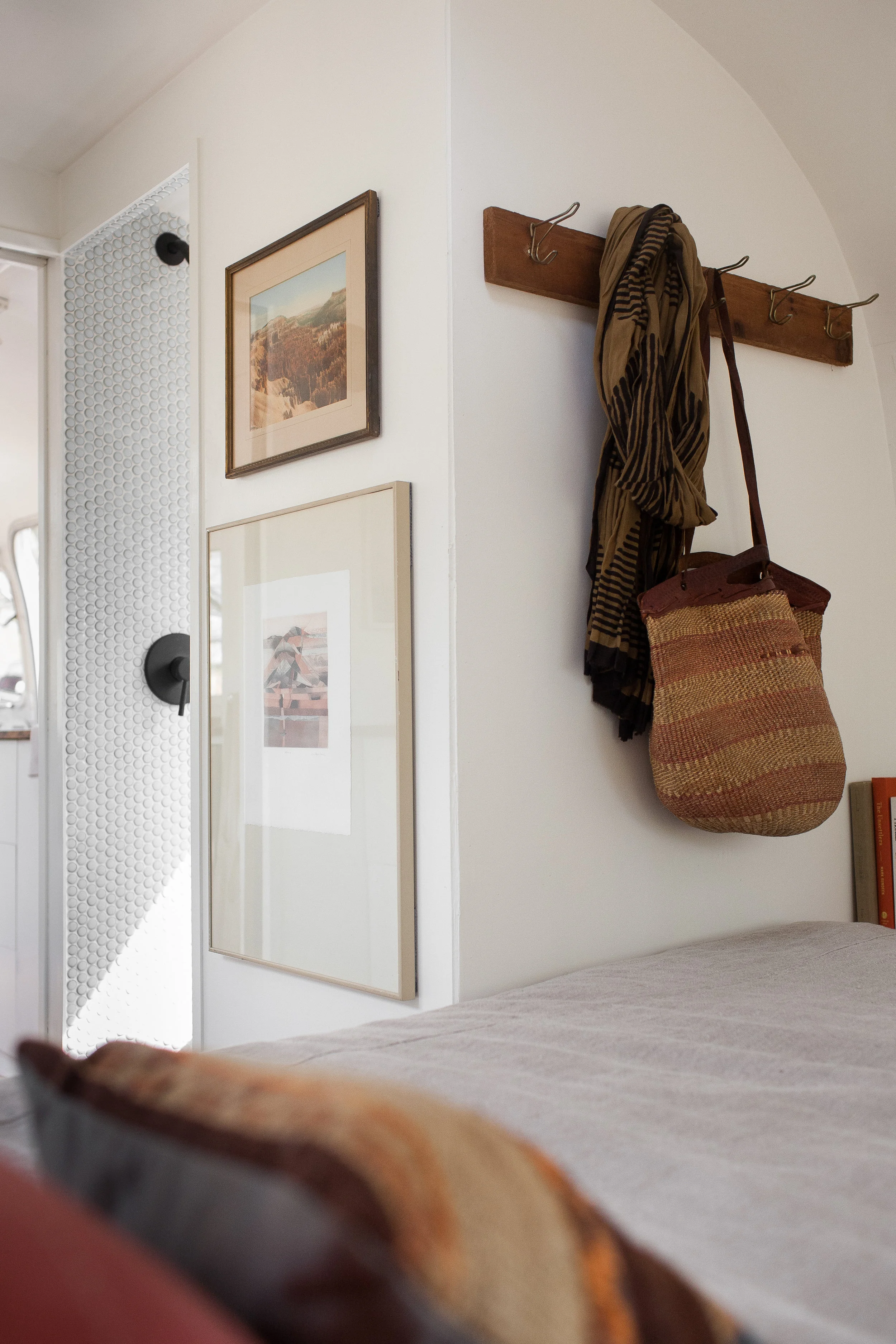 Cozy view from the bedroom into the shower. Always loved this particular spot when we lived in this Airstream.