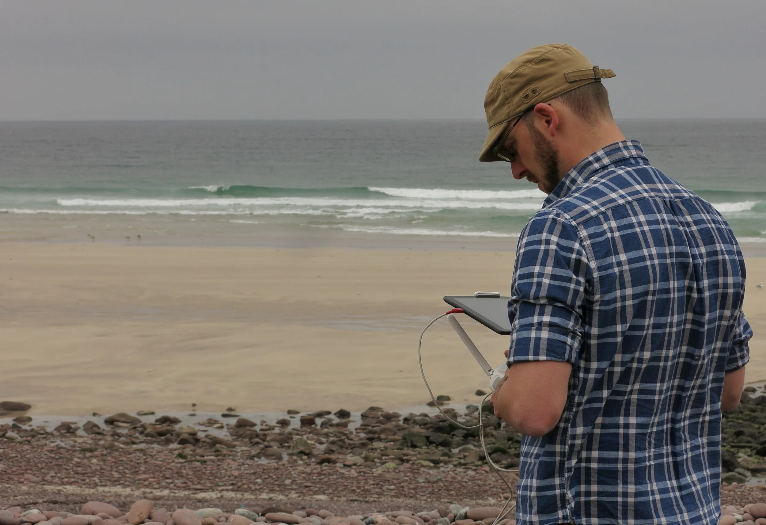 Pete preparing the survey drone (Courtesy David Haines)