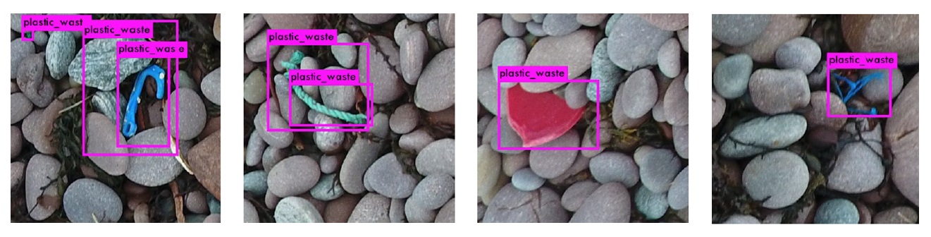 The algorithm detecting plastics in images it has not 'seen' before, relying on what it has ' learnt ' from previous images.