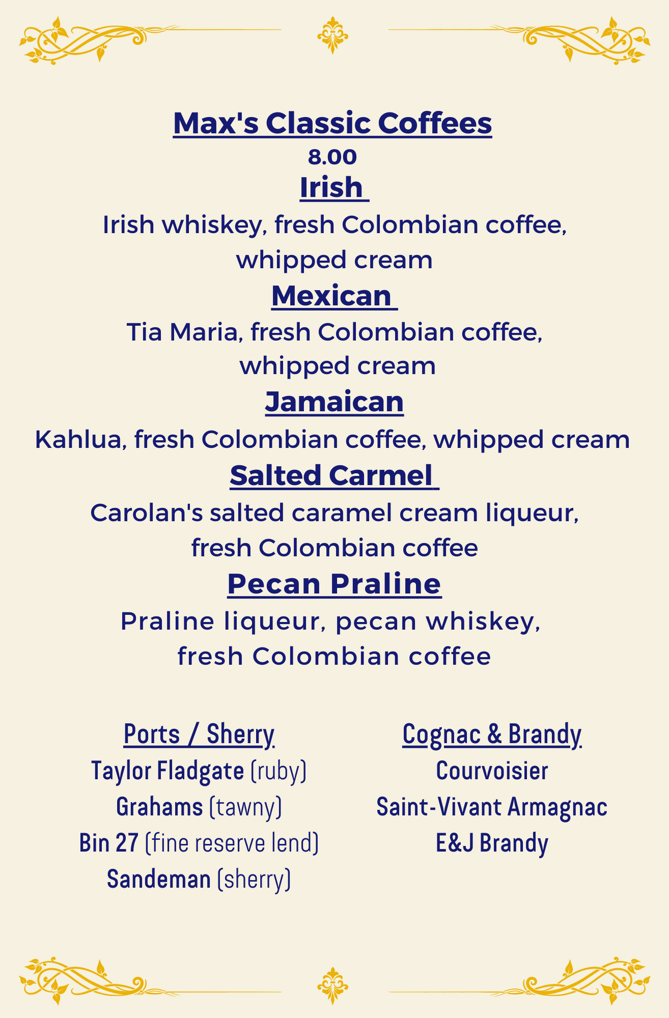 Menu — Max's Brick Oven Cafe