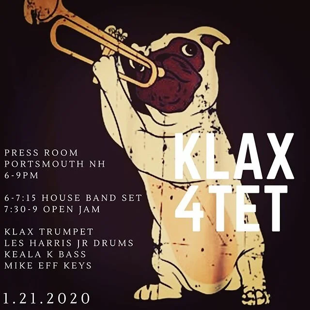 @pressroomnh with Les Harris jr, Mike Effenberger, and Keala Kaumeheiwa. This Tuesday 6-9. Bring an instrument or play one of ours. #portsmouthnh