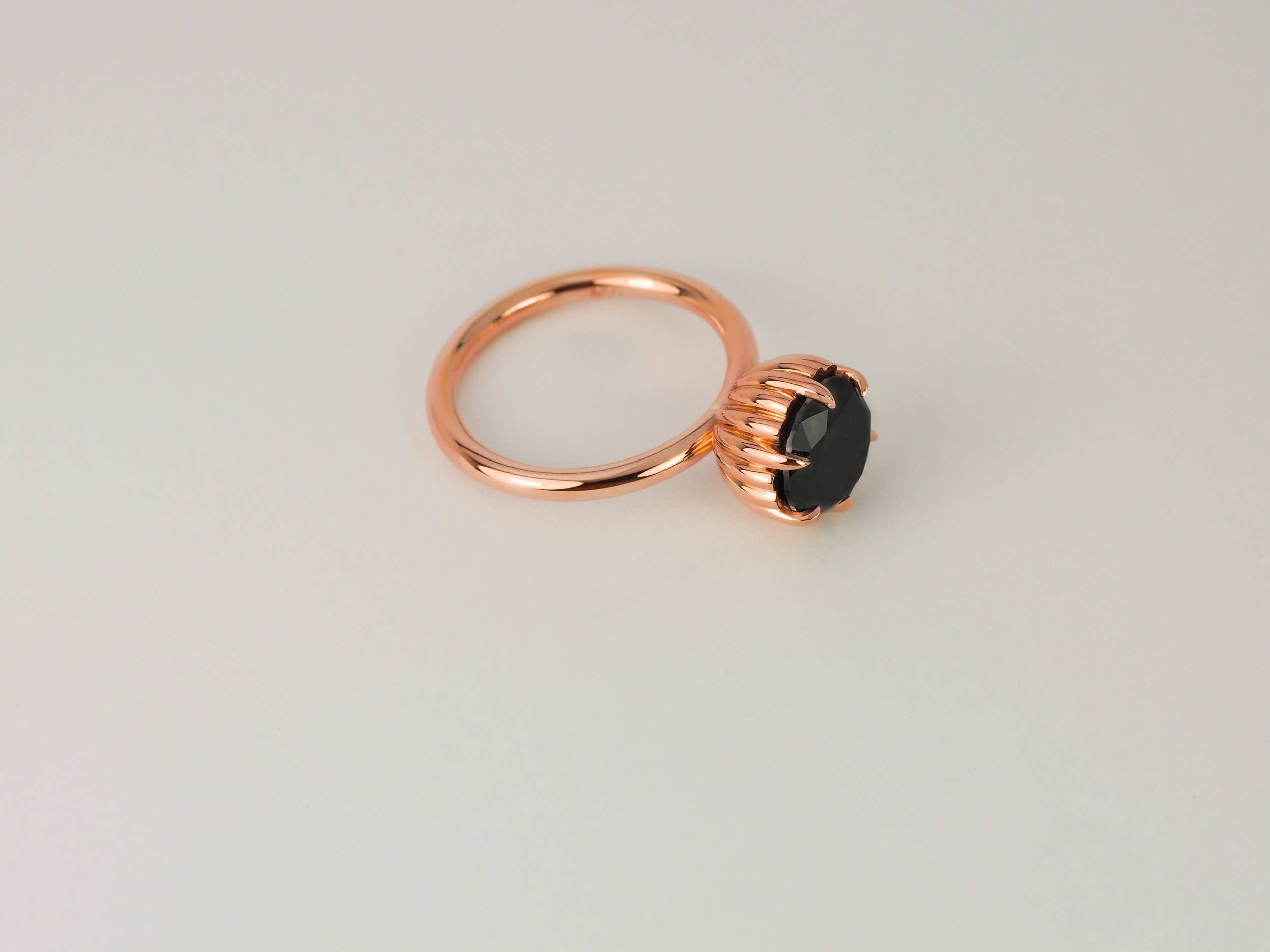  Rose gold black diamond engagement ring 