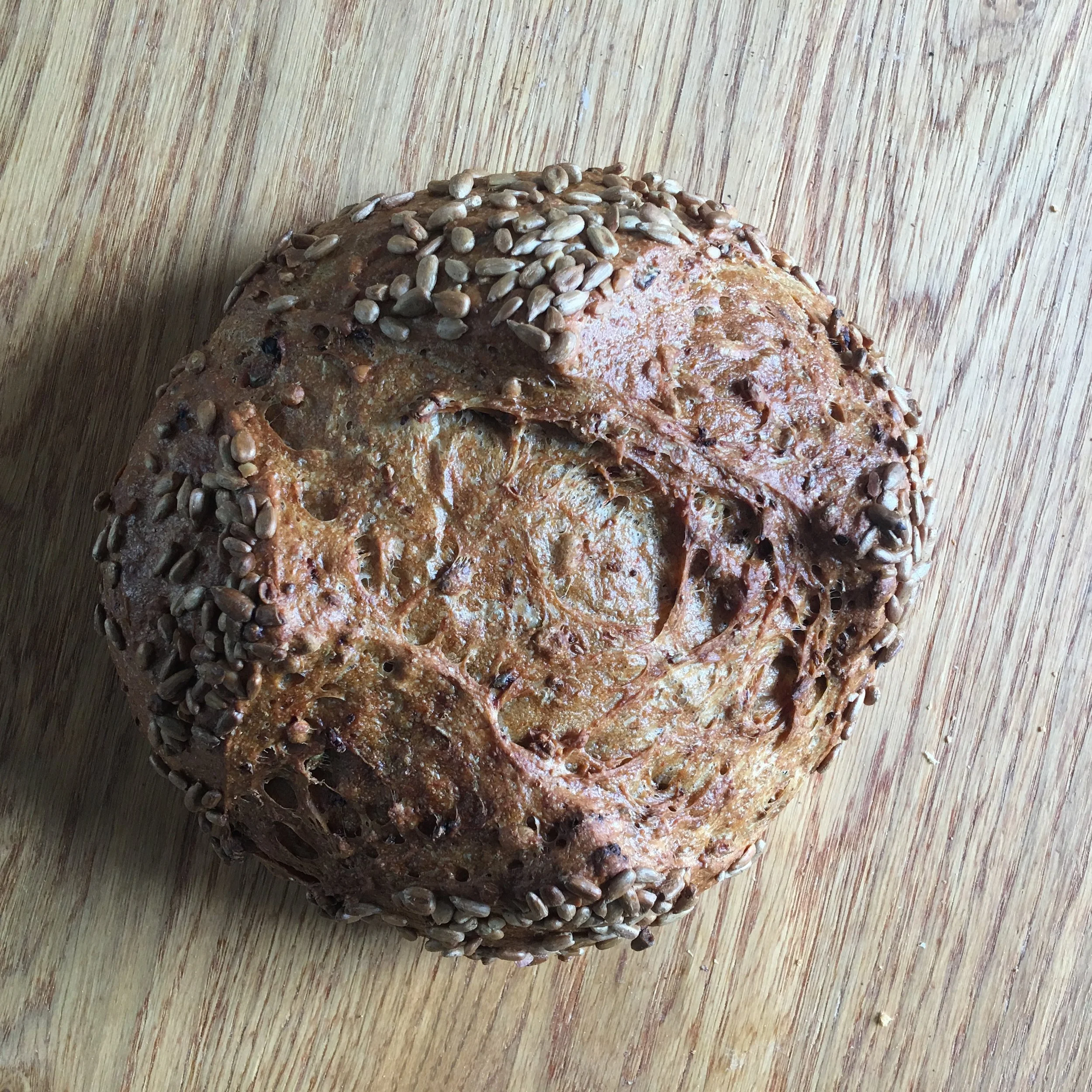 “No-Knead” Malted Sunflower Seed Loaf