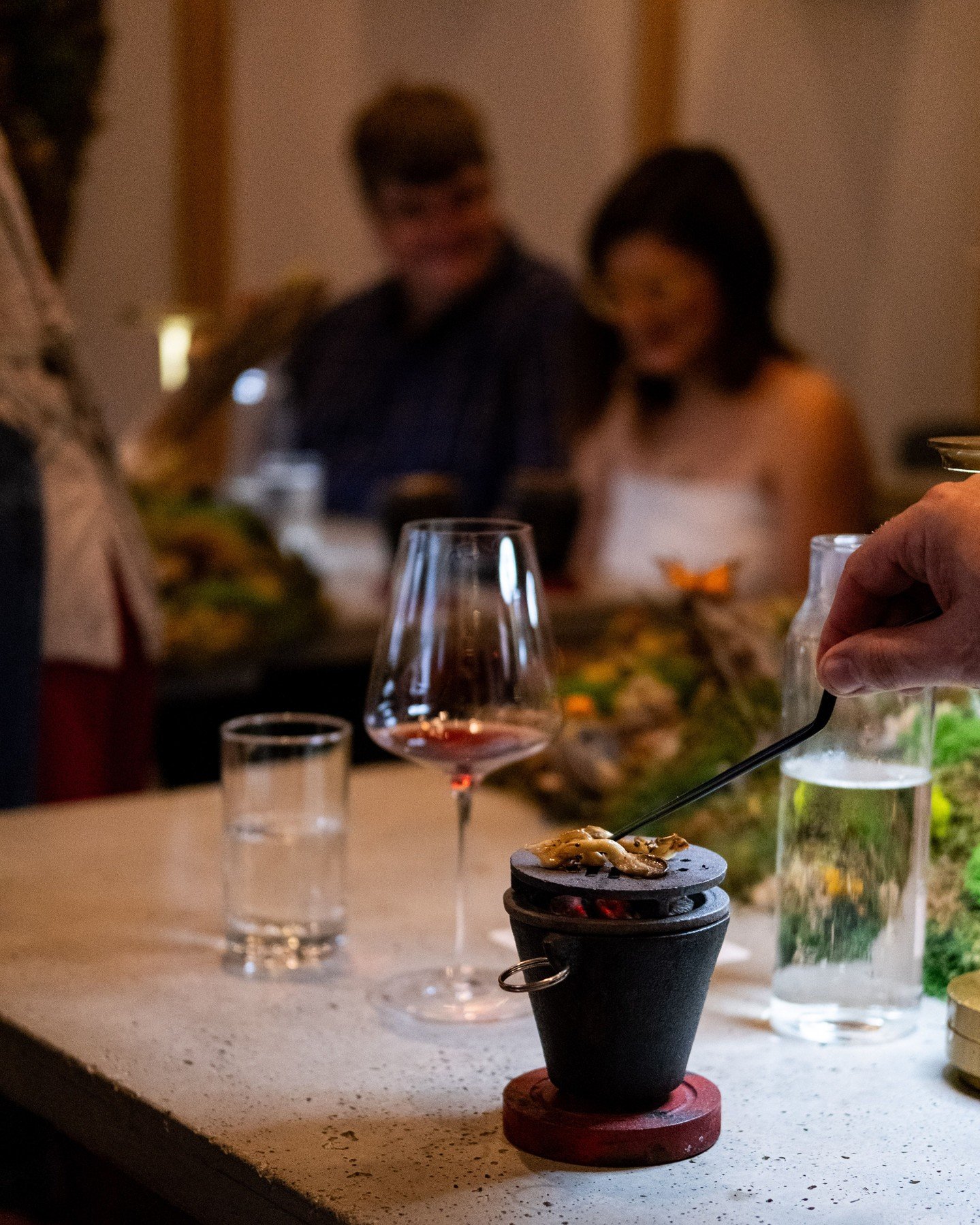 A miniature tableside grill moment, wild mushrooms meant to be enjoyed with your crispy buckwheat polenta.	

#merchantroots #sanfrancisco #wildmushrooms #Mushroommenu #feastofmosswoods