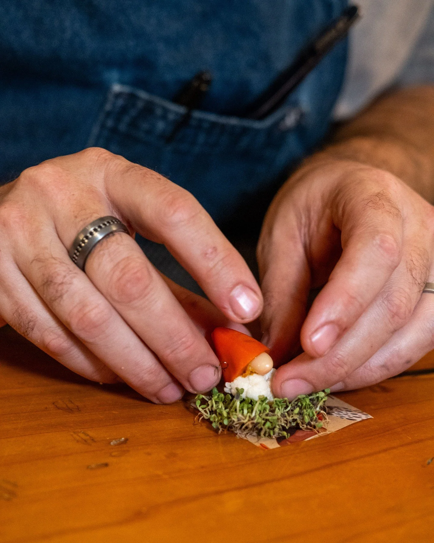 The most precocious little gnome, completely edible. Just one of many forest creatures, sprites and surprises in store when you join us for Feast of Moss Woods, available for just a few more weeks.	

#merchantroots #gnome #edibleart #cheflife #sanfra