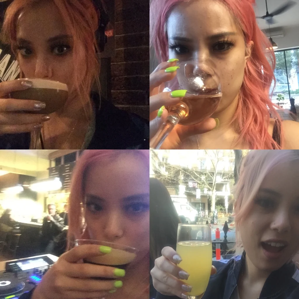 And to finish, I realised I have so many "drinking-at-gig" selfies I made a collage of some of them lol. 