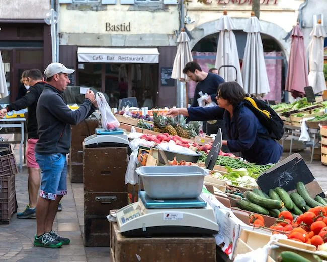At Carcassonne market.